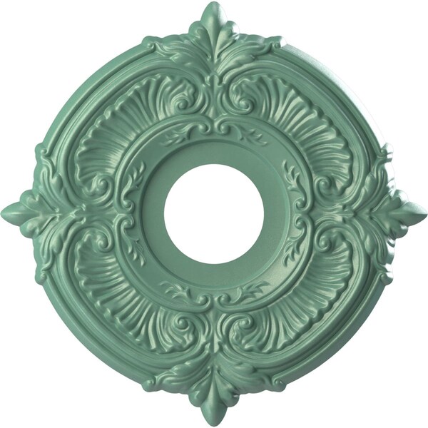 Ekena Millwork Attica PVC Medallion (Canopies up to 5"), 13"OD x 3 1/2"ID x 3/4"P, Metallic Sea Mist CMP13ATFSM - main